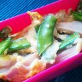 ももん８'s cooksnap of when they made サヤエンドウ＆ベーコンの洋風卵炒め♪.
