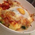 Drakey's cooksnap of when they made 鮭と茸の目玉オーブン焼き-トマトソース-.