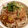 とまとま１０'s cooksnap of when they made ☆アボカド・岩のり・納豆・たこのパスタ☆.