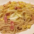 papikun's cooksnap of when they made キャベツたっぷり♡キャベペペ♥パスタ♡.