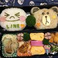 blue1461's cooksnap of when they made キャラ弁LINEムーン.ブラウン.サリー.