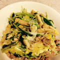 たんくみ's cooksnap of when they made 麺汁で簡単！水菜と豚肉の玉子とじ.