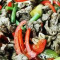 もんきち。's cooksnap of when they made 牛細切れ肉とパプリカと長ねぎの炒め物.