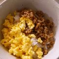 とむひま's cooksnap of when they made 豚挽肉で♪3色そぼろ丼.