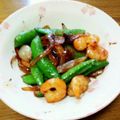 ﾁｲﾁｬﾝﾏﾏ's cooksnap of when they made エビ&新玉ねぎ&スナップえんどう炒め.