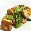 AsaKae's cooksnap of when they made 鶏モモ肉と厚揚げの照り焼き**豆苗入り♪.