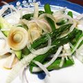 okapico's cooksnap of when they made 新玉ねぎと　アスパラの　わさび醤油サラダ.