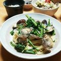 ハチワレねこ's cooksnap of when they made ボンゴレビアンコ−あさりと菜の花.