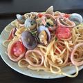 隣の奥さん（≧∇≦）'s cooksnap of when they made スルメイカとアサリのスパゲッティ.
