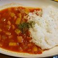JILLの赤メガネ's cooksnap of when they made トマトとソーセージの簡単スープカレーライス.