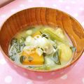 あやちん０８１６'s cooksnap of when they made 南瓜とちぢみほうれん草、薄揚げの味噌汁.