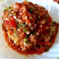 kana11820's cooksnap of when they made [コンロ不要] サルサソースで堅皿うどん.