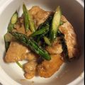食べたい食いしんぼう's cooksnap of when they made 鶏むね肉とアスパラ☆はちみつ生姜焼き♪.