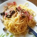 みずみずm's cooksnap of when they made ひとりランチ✽クリーム不使用カルボナーラ.