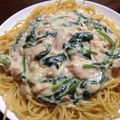 ☆わこあら☆'s cooksnap of when they made 鮭とほうれん草のクリームパスタ❤.