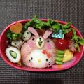 やすけもじょ's cooksnap of when they made 幼稚園 お弁当 キャラ弁♡キティちゃん.