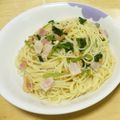 konp0629's cooksnap of when they made ほうれん草とベーコンの梅昆布パスタ.