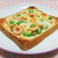 まあまま☆0403's cooksnap of when they made ＊明太ちくわ枝豆の幸せトースト＊.