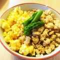 ひまわりto's cooksnap of when they made 3色鶏そぼろご飯.