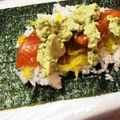 はやしふ's cooksnap of when they made サーモンアボカドたくあんのおにぎらず.