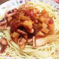 erewvy's cooksnap of when they made 【塩麹】いかとじゃがいものトマトパスタ.