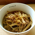 あべつぁん's cooksnap of when they made 牛肉とごぼう、もやしのすき焼き風煮.