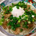 kirikri's cooksnap of when they made 我が家の豚丼 温玉のせ♪.