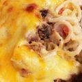 はち８丁's cooksnap of when they made ハンバーグ入りスパゲティグラタン.