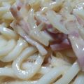 saravenus's cooksnap of when they made 一人簡単ランチ☆カルボナーラうどん.