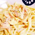 アップル１２５'s cooksnap of when they made 一人簡単ランチ☆カルボナーラうどん.