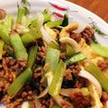 よこもす's cooksnap of when they made 小松菜と豚挽き肉の味噌炒め.
