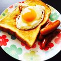 ゆーか1107's cooksnap of when they made 照り×目玉焼き♡トースト.