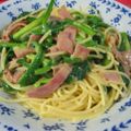 _ひまわり_'s cooksnap of when they made ベーコンとニラのパスタ.