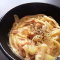 ごなぎさん's cooksnap of when they made 一人簡単ランチ☆カルボナーラうどん.
