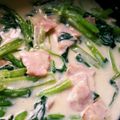 tama0228's cooksnap of when they made 簡単ソース 小松菜ベーコンのクリーム炒め.