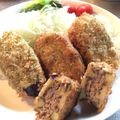 デークス's cooksnap of when they made おかずに☆なすのひき肉チーズはさみ揚げ★.