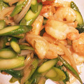 セシール1111's cooksnap of when they made 簡単美味しい！アスパラとエビの塩炒め.
