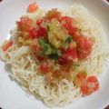 のんたんΣ's cooksnap of when they made レンジde冷製トマトソースそうめん.