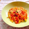 YUH♡ママ's cooksnap of when they made うどんナポリタン—ケチャップうどん.
