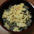 芹沢真's cooksnap of when they made 豚挽肉で♪3色そぼろ丼.