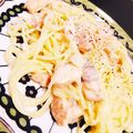 ゆーか1107's cooksnap of when they made 鮭とほうれん草と葱のクリームパスタ.