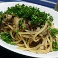 ｸﾏﾘｴ's cooksnap of when they made 種入りマスタードで☆牛肉と舞茸のパスタ.