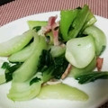 とにーにょ's cooksnap of when they made ちんげん菜とベーコンのニンニク旨塩炒め♪.
