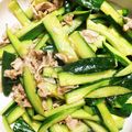 こぱるんば's cooksnap of when they made きゅうりと挽き肉のチンジャオロース風炒め.