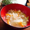 machumik's cooksnap of when they made 家族に好評！たまねぎと挽き肉の味噌汁.