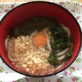 mario大好き's cooksnap of when they made とろろ昆布と天かす月見うどん.