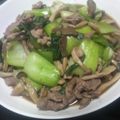 あちゃたけ's cooksnap of when they made ★きのこと豚肉･ﾁﾝｹﾞﾝｻｲ炒め★.