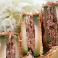 ぷよもも's cooksnap of when they made ズッキーニーの挽肉はさみ揚げ♪おから入り.