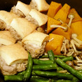 B子chan's cooksnap of when they made 厚揚げの肉詰めと野菜の煮付け.