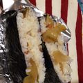 mmmmpink's cooksnap of when they made 梅干しらすとバジルチーズおにぎらず.